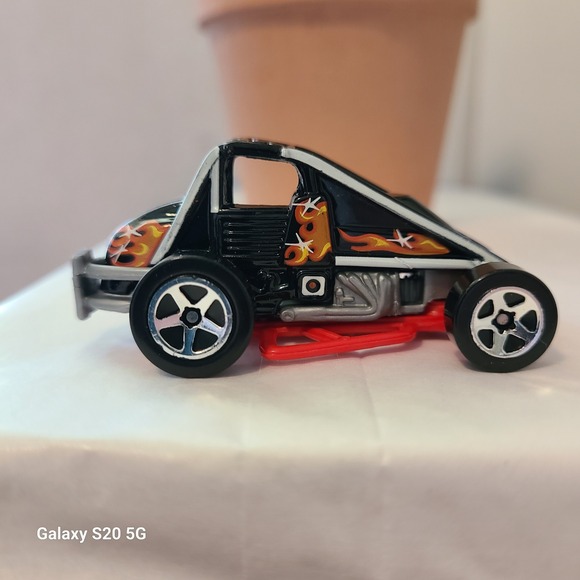 Hot Wheels Other - Hot Wheels Slideout Black Red Flames Race Car 1996 Diecast Toy Vehicle